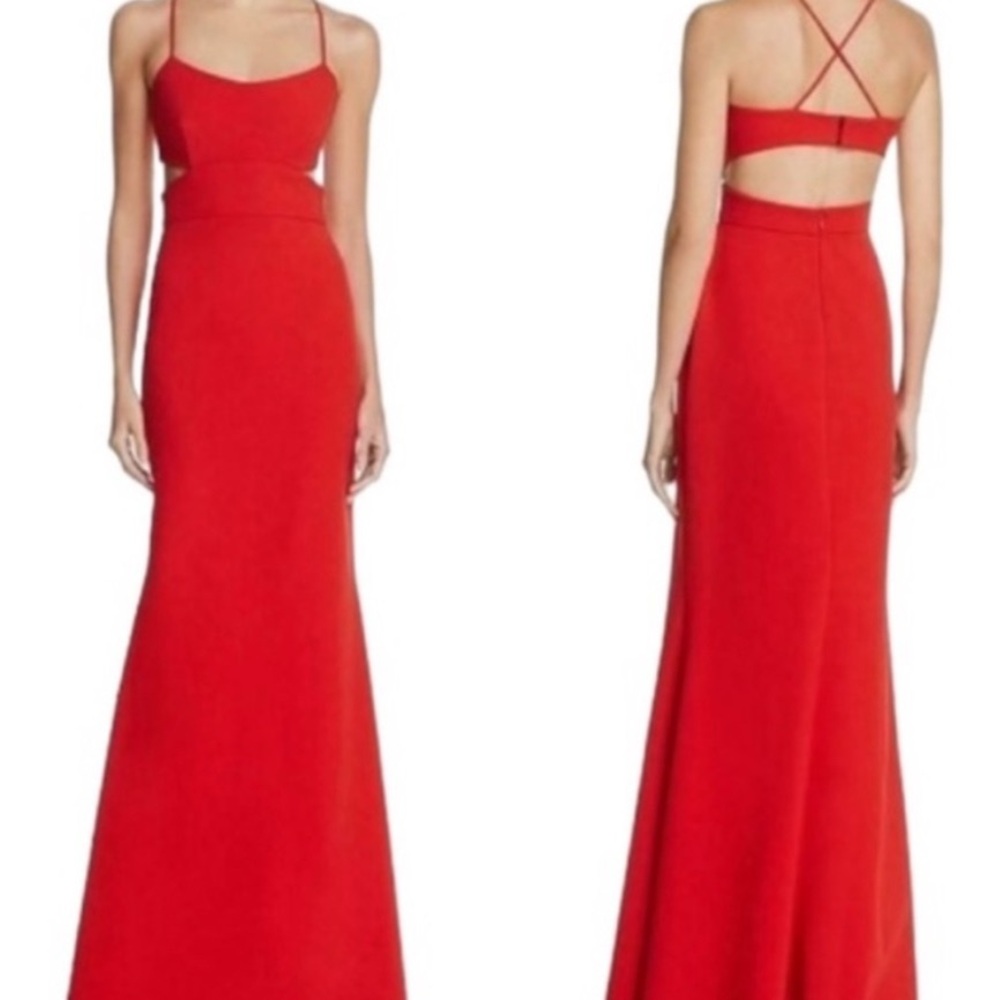Jill Stuart Red Backless Cut Out Prom Gown